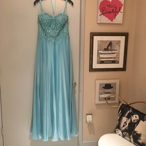 Strapless Sky Blue Colette By Mon Cheri Gown 10